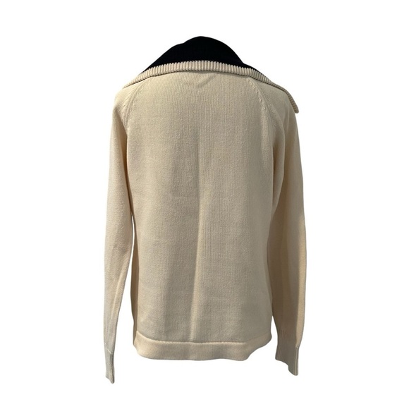 Ralph Lauren navy and cream large three quarter zip cotton sweater. - Picture 3 of 15